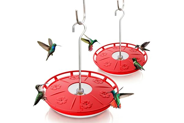 Kingsyard 2 Pack 16 OZ Saucer Hummingbird Feeders for Outdoors Hanging | 6 Bee Proof Feeding Ports, Leak-Proof Humming Nectar
