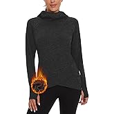 Soneven Women's Fleece Sweatshirts Long Sleeve Cold Weather Running Gear Thermal Hoodie with Thumb Holes