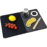 ZJWZLG Folding Bar Mat w/Cutting Board for Cocktail &amp; Dish Drying 18x12 | Folding 3-in-1 bar mat: cutting board, cocktail prep &amp; drying surface; 18x12 in. folds flat to 9x12 for storage