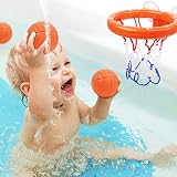 Vicloon Baby Bath Toys Bath Basketball Hoop Set with 5 Balls Suction Cup view 3