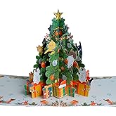 3D Pop Up Cat Christmas Tree Card - Meowy Christmas Themed 3D Greeting Card, 7.16"x5.098" Festive Card with Cat Decorations, Unique Xmas Gift for Cat Lovers, Family & Grandchildren
