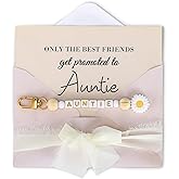 Motiskyy 1 Kit Auntie Promoted To New Gifts for Pregnancy Announcement Gifts Family Surprise Gift future Keychain and Congratulations Card(Beige)
