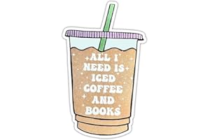 FUGOODS All I Need is Iced Coffee and Spicy Books Sticker, Book Decals, Book Lover, I'm with Banned Sticker, Smutty. Kindle Laptop Decal, Inspirational Reading Stickers for Kids Teens Students (2in)