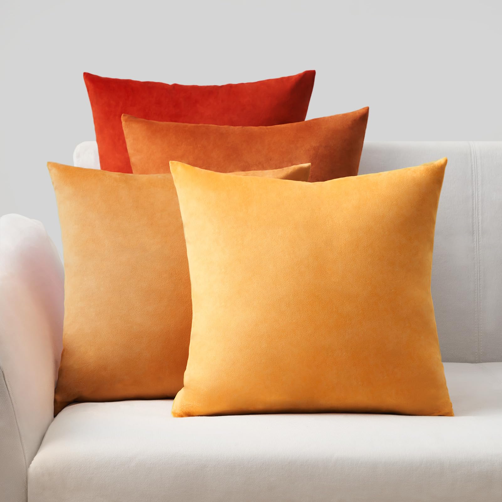 Topfinel Yellow Cushion Covers 40cm x 40cm for Livingroom Large Fluffy Cushions Sofa Scatter Decorative Velvet Pillow Cover 16 x 16 inch Set of 4 for Bedroom — image 1