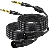 AuxLink XLR Male to 1/4, TRS to 6.35mm 6ft 2Packs Gold-Plated Connectors Nylon Braided, Quarter Inch to XLR Male Cable for Sp