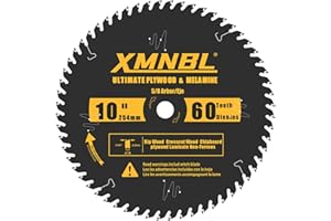 XMNBL 10-Inch Table Saw Blade 60 Teeth,10-Inch Thin Kerf Fine Finish Saw Blade,Replacement for Diablo D1060X Table Blade for Cutting Hardwoods, Softwoods,and Other Woods Blades,60 ATB,5/8-Inch Shafts