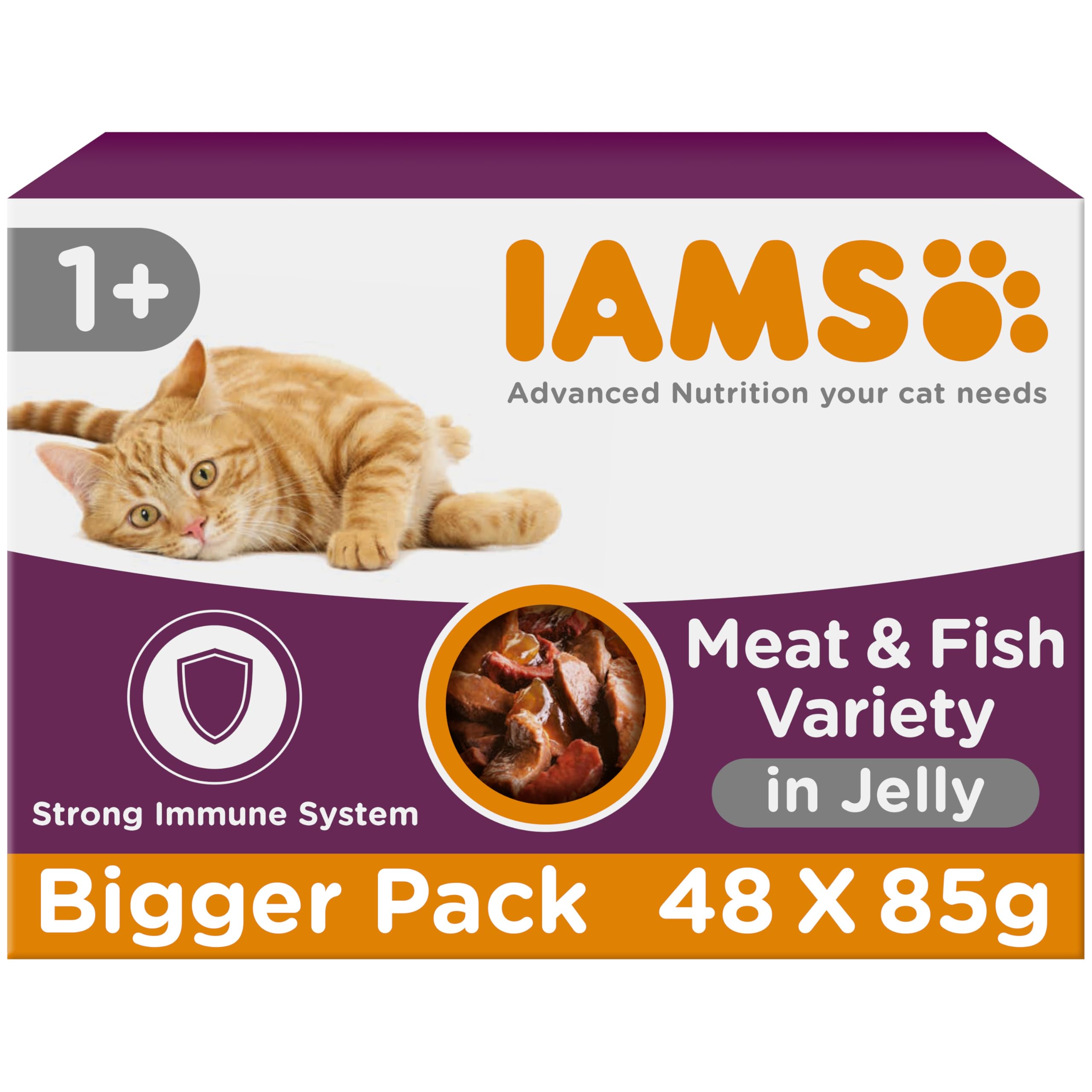 IAMS Adult Wet Cat Food Land & Sea in Jelly 48 x 85g