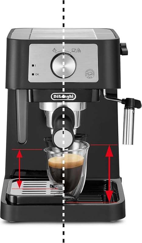 Stilosa Premium EC260. BK - Cafeteira de bomba com 15 bares de pressão, 1100 W, 1L, cor preta e prateada