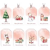 48 Pcs Whimsical Watercolor Christmas Gift Tags with String – 8 Cute Storybook Designs Merry Christmas Gift Name Tags 3.15×1.96 Inch Holiday Gift Tags for Presents,DIY Craft Wrapping & Decorations