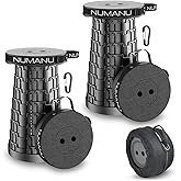 NUMANU Collapsible Stool for Adults 2-Pack, Folding Seat, 620 lbs, 18in | Set of 2 Heavy-Duty Stools, Telescoping to 18in Adjustable, Retractable &amp; Lightweight; Travel, Sports, Camping, Work
