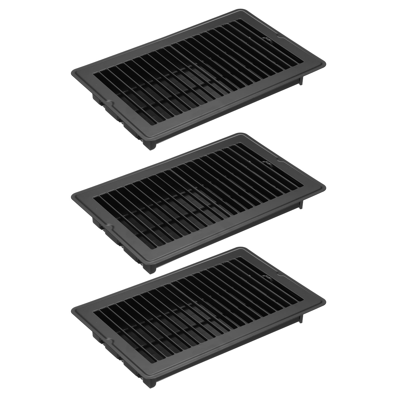 PATIKIL 10 x 6 Inch Floor Register, 3pcs Heavy Duty Air Vent Cover Steel Adjustable Decor Vents Easy Adjust Floor Grates for Sidewall Home Office, Black