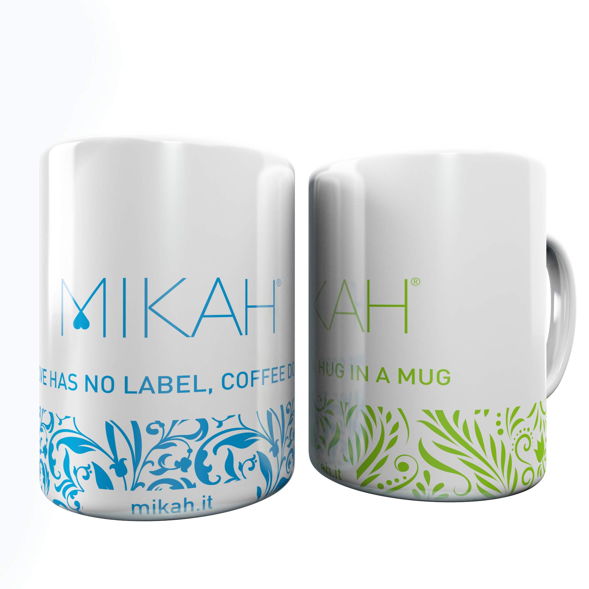 Mikah Set of 2 Mugs Spring Blue and Green - Ceramic Mug, Capacity 350 ml
