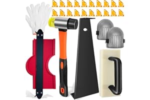 LOYALA Laminate & Vinyl Flooring Installation Kit, Heavy Tapping Block, Pull Bar, Spacers, Contour Gauge, Rubber Mallet (7 in 1 Flooring Tools (30pcs Spacers)) (7 in 1 Flooring Tools 20pc 2 in 1 Spacers)