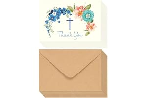 Best Paper Greetings 48 Pack Christian Thank You Cards With Envelopes, Bulk Baptism, Religious Greeting Notes for Christening