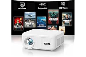 Projector with WiFi and Bluetooth [for Netflix & 600+ Native Apps & 1200 ANSI] Outdoor-Projector: Electric Focus & 4P Keystone, Lisowod L02 1080P Portable-Mini-Movie-Projector with Whale TV