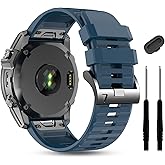 Silicone Band for Garmin Enduro 3 2/Fenix 8 pro/tactix 8 AMOLED 51mm/Fenix 7X/6X pro sapphire solar/5X plus, 26mm Quickfit Sprot Watch Strap Replacement for Descent Mk2i/3i/epix Pro/quatix 8 51mm