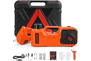 FEANISIFEI Electric Car Jack Kit 5 Ton 12V Hydraulic Floor Jack with Impact Wrench and Inflatable Pump for SUV Car Emergency Repair Tire Change Kit with LED Light