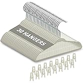 Babyrish Velvet Baby Hangers with Clips (30 Pack) | 11” Ultra-Slim Baby Clothes Hangers | Non-Slip Felt | Space-Saving Nursery & Infant Closet Organizer | Beige