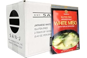 San-J - White Miso Soup - Authentic Japanese Soup Mix - 0.42 oz. Packets - 36 Pack