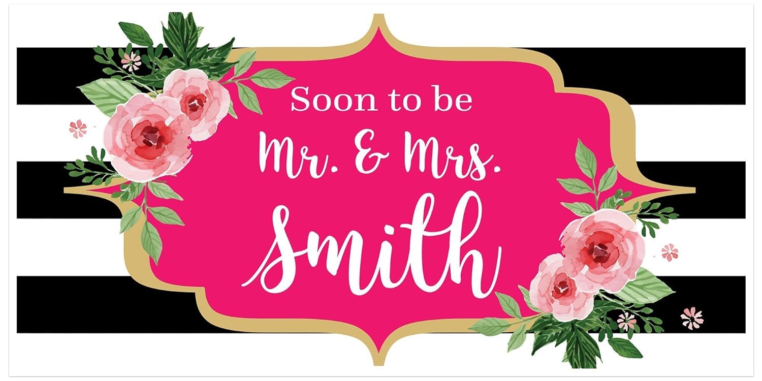 Amazon Com Black And White Striped Floral Engagement Banner