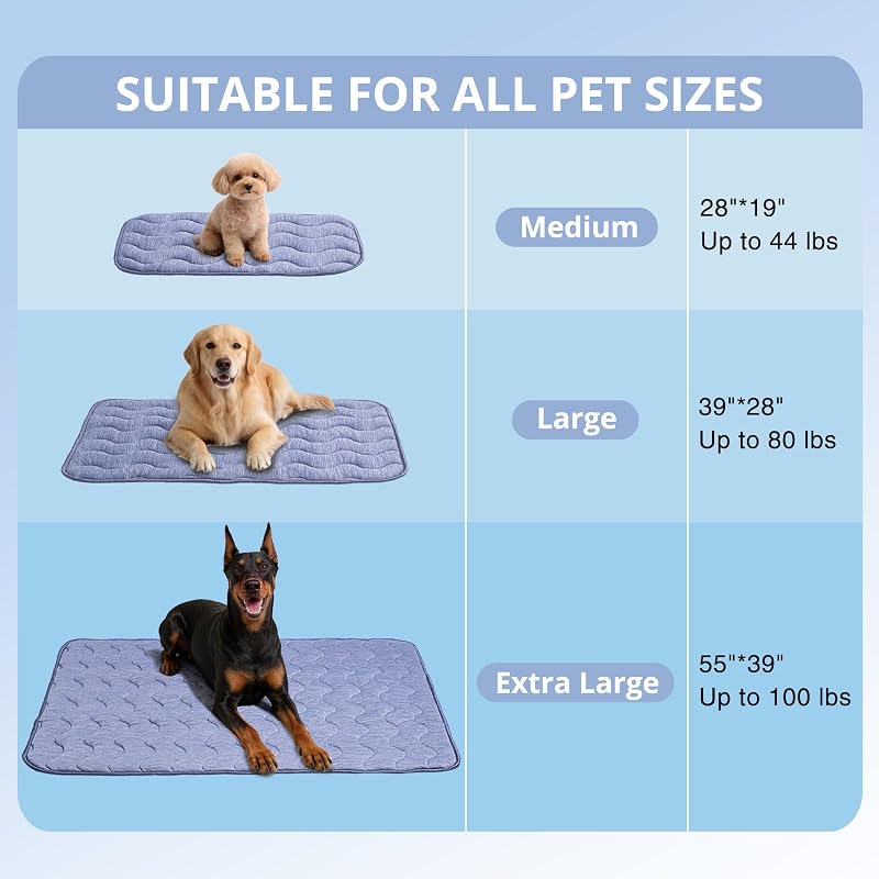 tapis rafraîchissant pour chiens, tapis de refroidissement double face pour animaux de compagnie, 70 x 48 cm, fibre de refroidissement Arc-Chill & Q-MAX > 0,45, pour canapé et voiture