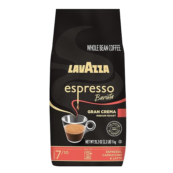 LAVAZZA ESPRESSO BARISTA GRAN CREMA WHOLE BEAN COFFEE BLEND, MEDIUM ESPRESSO ROAST, OZ BAG (PACKAGING MAY VARY) – 2.2 LB, 35.2 OUNCE