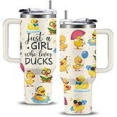 WWHSAI Duck Gifts For Women, Just a Girl Who Loves Duck Gifts Tumbler 40oz, Rubber Ducks Birthday Christmas Gift For Ducks Lover