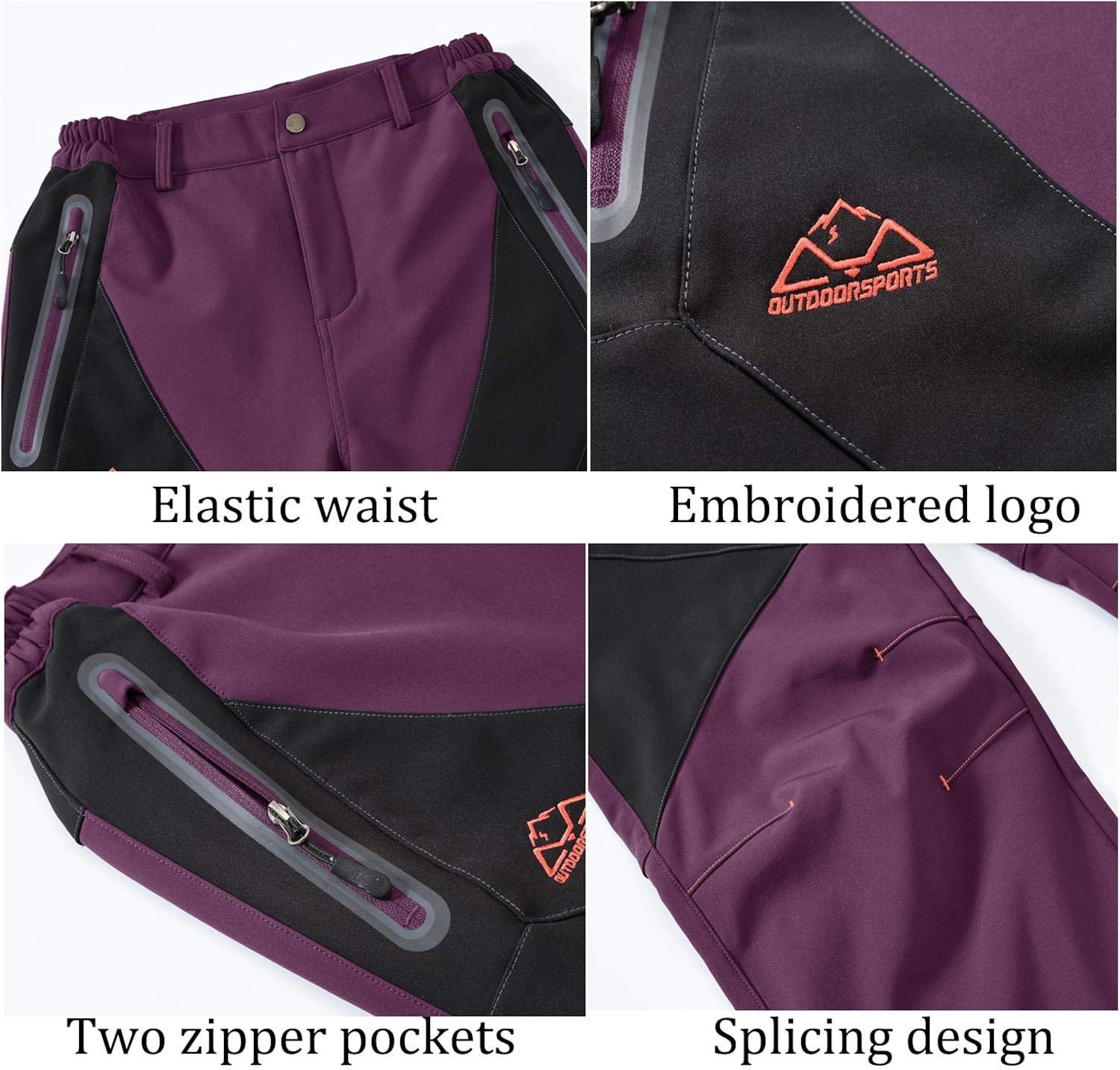 Rdruko Women's Waterproof Windproof Fleece Lined Warm Hiking Ski Snow Insulated Pants: Clothing