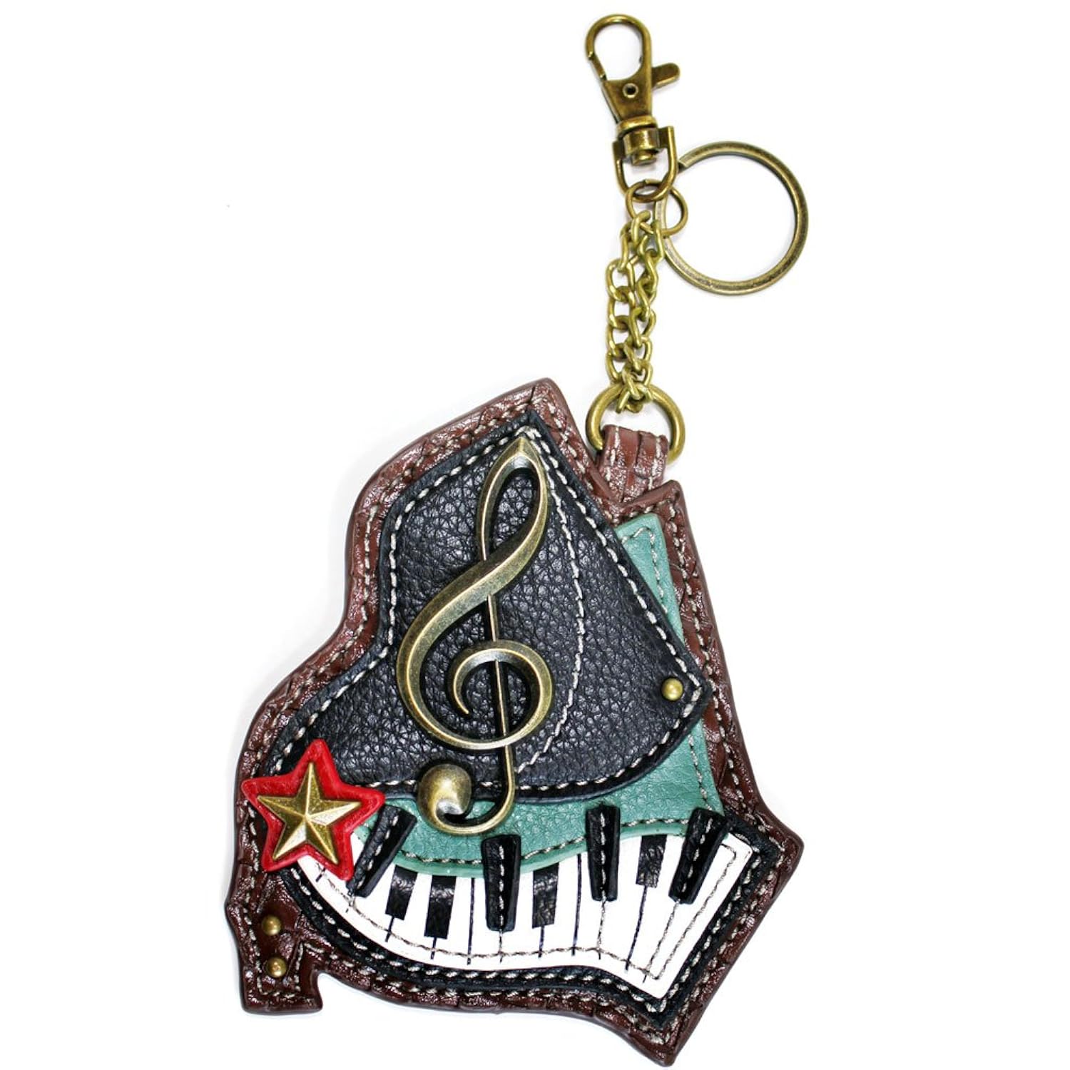 Chala Coin Purse, Key Fob with Zippered Compartment on Back for Coins