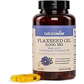 NatureWise Flaxseed Oil 3000 mg, Fish Free Omega 3 with 1500 mg ALA, Dietary Supplement for Immune Health Support - Organic, Cold Pressed, Non-GMO - 90 Softgels[30-Day Supply]