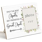 LYEQUIYISA Aunt Gift Picture Frame, Only the Best Aunts Get Promoted to Great Aunt Wooden Photo Frame, Funny Pregnancy Announcements Keepsake, Tabletop Wall Display (4x6 Inch Photo)