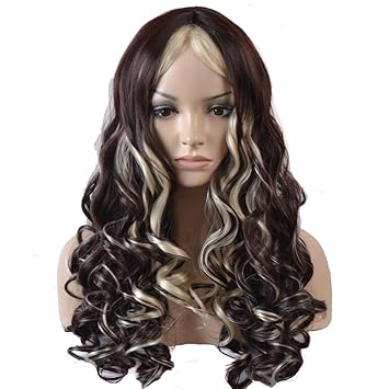 Amazon Com Beron Long Curly Full Head Brown Mix Blonde Natural
