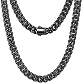 MUSECLOUD Gold Cuban Link Chain for Men Mens Stainless Steel Miami Curb Chains Necklace 5/8mm Thick Real Gold/Silver/Black Plated Diamond Cut Non-Tarnish Jewelry Trendy Christmas Gifts 18-26 Inch