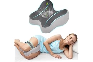Watshyon Memory Foam Leg Pillow for Side Sleepers,Sciatica Pain Relief Pillow with Ergonomic Design,Removable Breathable Cover and Elastic Band,Grey