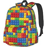 Muxxirt Colorful Bricks Backpacks Travel Laptop Daypack | 17 inch Bags for Men Women, Daily Backpack