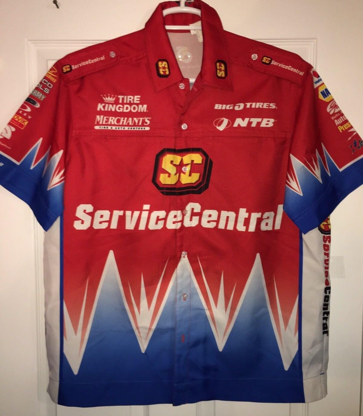 Large Johnny GRAY NHRA Don Schumacher Crew Shirt Drag Race Funny Car Mopar Dodge Service Central USA Racing