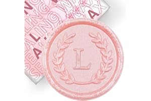 KANOO 50Pcs Pink Letter L Adhesive Wax Seal Stickers, Hand-Made, No Need Seal Stamp, Tear and Use Wax Stickers for Wedding Invitations, Envelopes, Christmas Gift