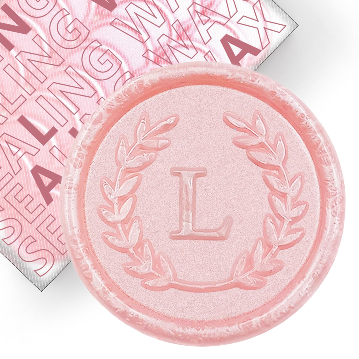 Photo 1 of 100Pcs Pink Letter L Adhesive Wax Seal Stickers, Hand-Made, No Need Seal Stamp, Tear and Use Wax Stickers for Wedding Invitations, Envelopes, Christmas Gift
