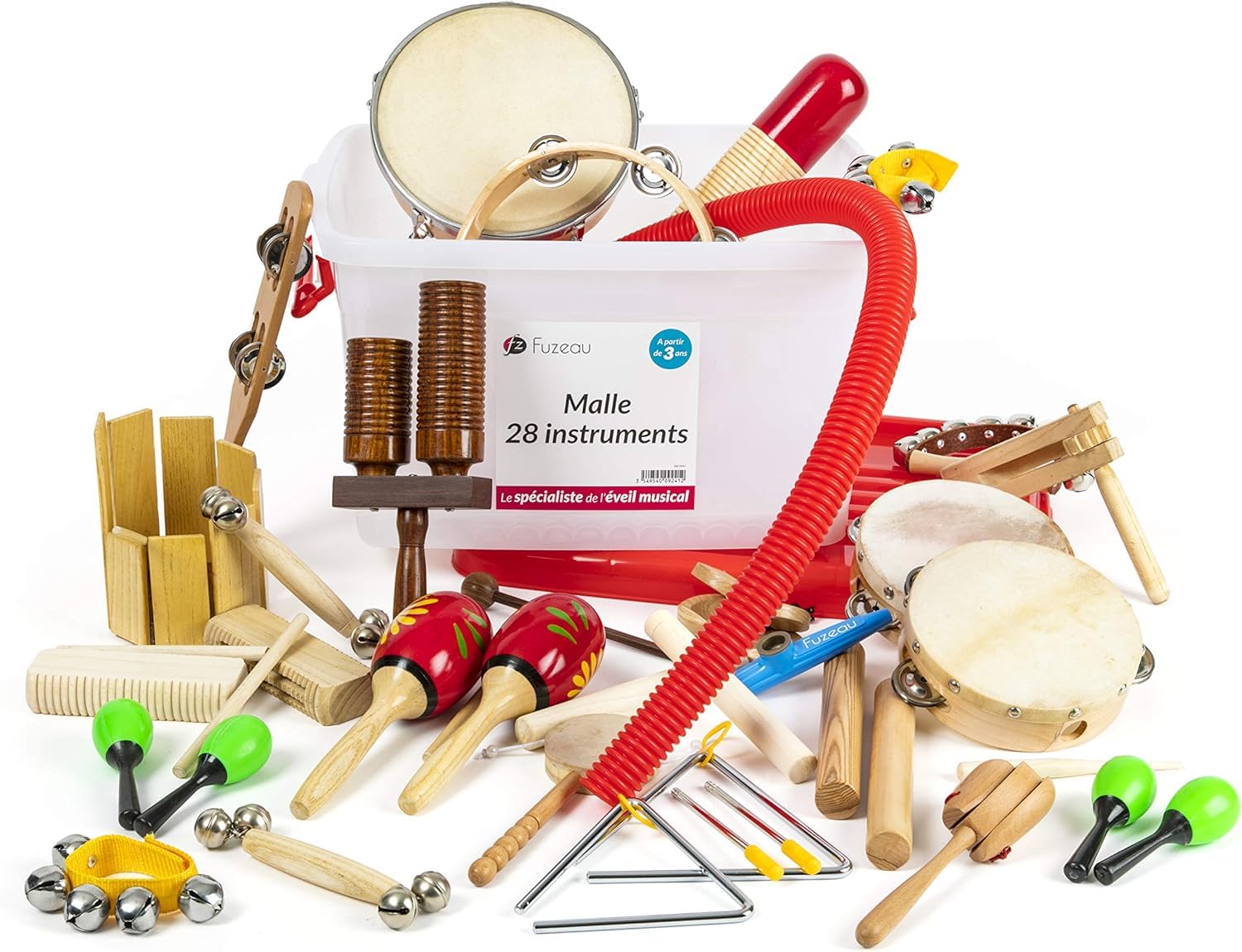 Fuzeau - Trunk 28 Musical Instruments - Assorted Instruments Kit - Different Sounds - School Musical Initiation - Awakening to Rhythm and Melody - Ages 3 and above - Ref. 9241