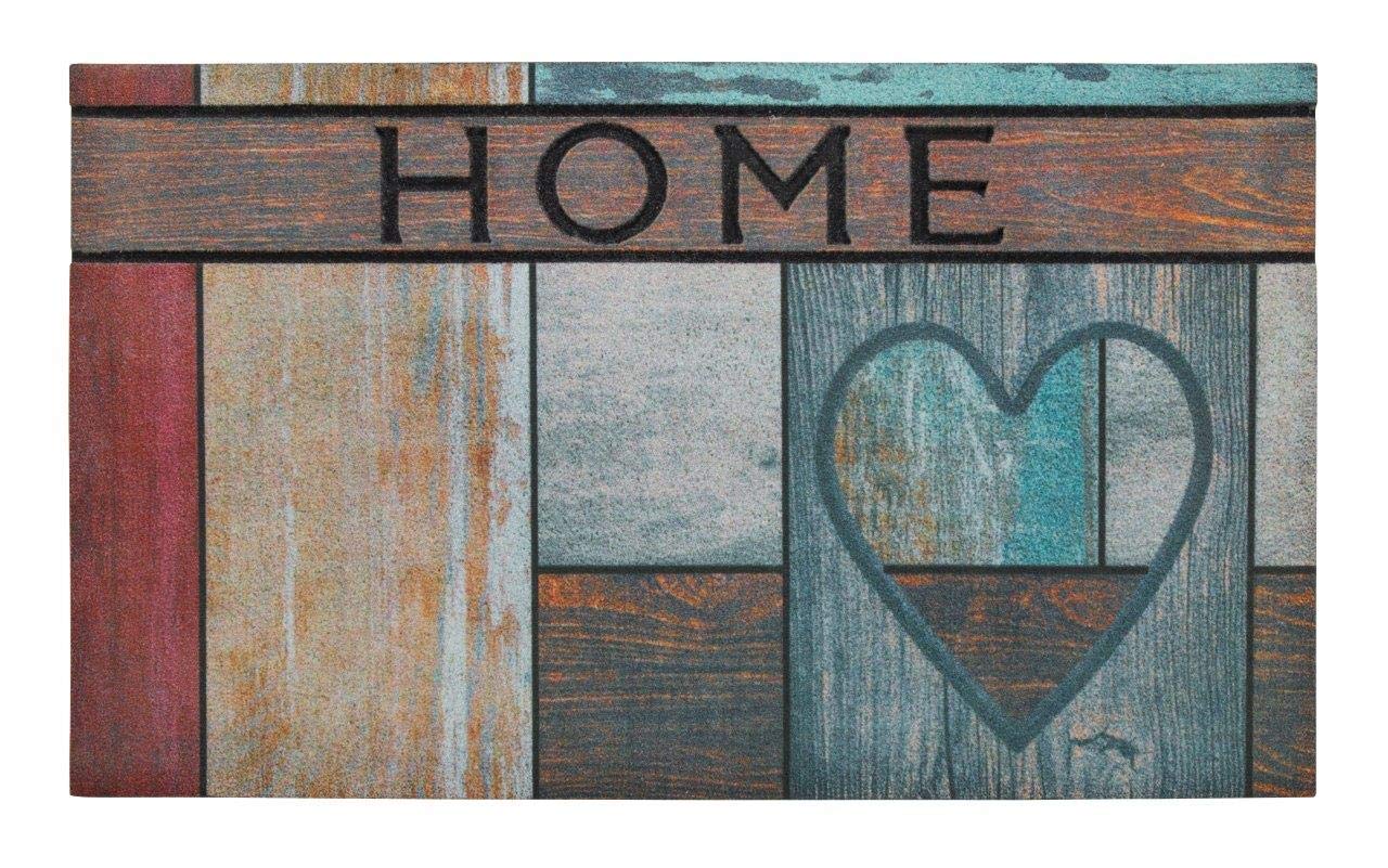 andiamo 100% Rubber Material Non-Slip Function Outdoor-Wooden Heart Floor Mat, Front Door Mat, 45 x 75 cm