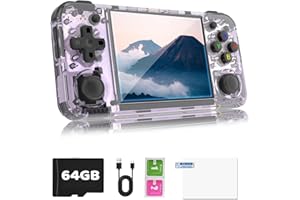 WESICH RG35XX H Retro Game Console,3.5 Inch IPS Screen Built-in 64GB TF Card,with 3300mAh Battery Linux System Games Consoles,Support HD and TV Output Casual Game Console(Purple)