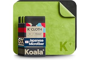 KOALA LIFESTYLE Koala Lens Cleaning Cloth | Japanese Microfiber | Glasses Cleaning Cloths | Eyeglass Lens Cleaner | Eyeglasses, Camera, VR/AR Headset, and Screen Cleaner | Black & Green (Pack of 6)