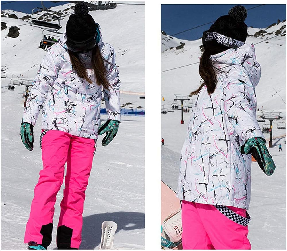 Women's Ski Jackets and Pants Set Windproof Waterproof Snowsuit: Clothing