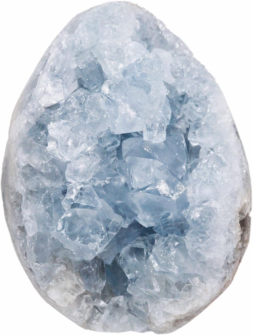 Indoor Fountains & Accessories - rockcloud Natural Raw Blue Celestite Mineral Healing Crystal Cluster Geode Irregular Home Decoration Gemstone Specimen Large, 2.(Approx 160-220 Gram)