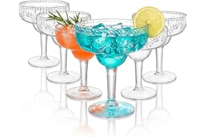 ZENFUN 6 Pack 16oz Acrylic Margarita Glasses, Unbreakable Stemmed Glasses, Reusable Drinking Cups Shatterproof Wine Glasses f