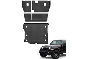 CARESA Cargo Liner and Seat Back Cover for 2018-2024 Jeep Wrangler JL Accessories,Trunk Mat Backrest Mats Fit Wrangler JLU 4 Door with Factory Subwoofer and Rear Cup Holder Armrest (Not Fit 4XE)