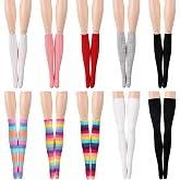 Sotiff 10 Pairs Doll Lace Stockings for Doll Clothes DIY,Groovy Style | Handmade Long Socks with Lacy Hollow Patterns, Christmas Toy Accessories, Multi-color Leggings for DIY Crafts and Dress up