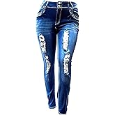 Jack David Womens Plus Size Denim Skinny Jeans Destroy Stretch Ripped Distressed Pants