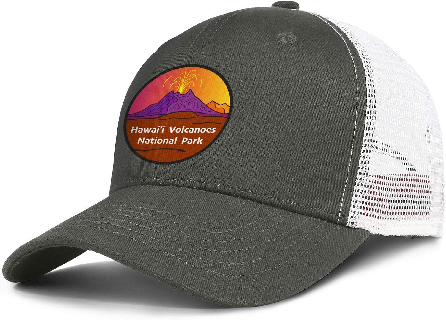 Men's Hawaii Volcanoes National Park Baseball Hats Cute Hat Adjustable Mesh Fishing Cap at