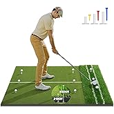 Premium Dual-Turf 5x4ft Golf Mat:Upgraded Golf Hitting Mat, Alignment & Angle of Approach Aid, Indoor/Outdoor Practice, Green,Ideal Golf Valentine's Day Gifts